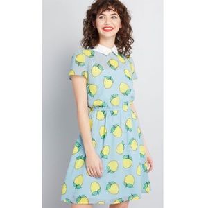 ModCloth Your Lively Side Collared Dress Lemons XS